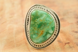 Genuine Manassa Turquoise Sterling Silver Navajo Ring